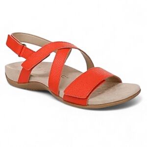 Vionic Women’s‎ Raya Adjustable Leather Slingback Sandals Cherry Tomato Size 8.5